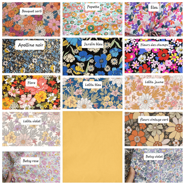 Pochette Amy velours / coton fleuri à personnaliser