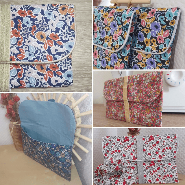 Pochette Jeannette Coton fleuri / Coton uni à personnaliser 