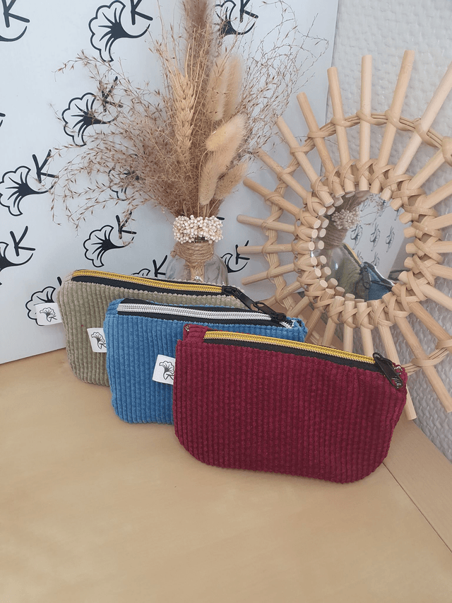 Pochette Amy velours bleu pétrole / coton Appoline bleu