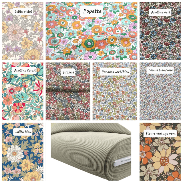 Pochette Amy velours / coton fleuri à personnaliser