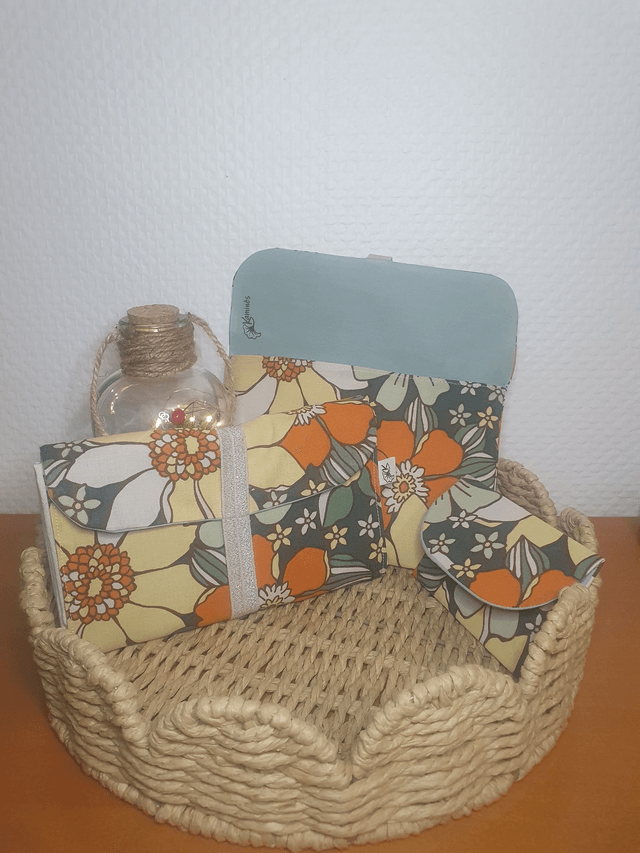 Pochette Tote bag coton fleuri à personnaliser 