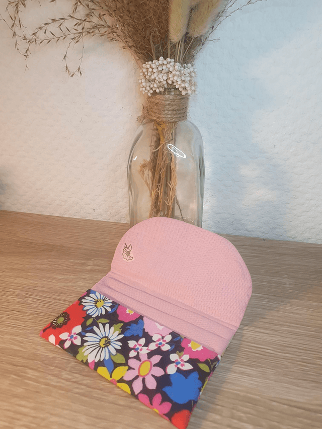 Porte-cartes fleurs des champs/ rose