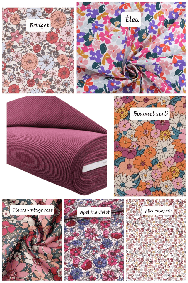 Pochette Amy velours / coton fleuri à personnaliser