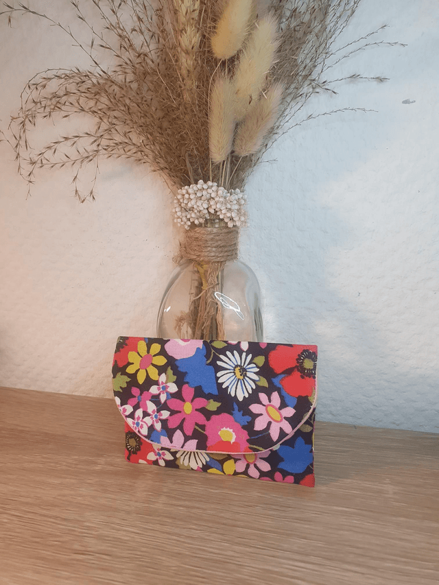 Porte-cartes fleurs des champs/ rose