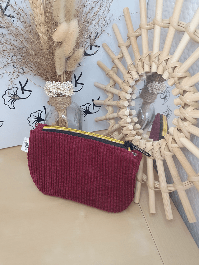 Pochette Amy velours bordeaux / coton Appoline violet